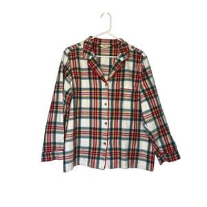 Boden Womens Pajama Shirt Size 14 100% Cotton Holidays Checkered Plaid